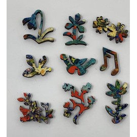 Mini Wooden Jigsaw Puzzle for Adults - Vase with Summer Flowers by Vincent Van Gogh, 50 Unique Wooden Pieces by Nautilus Puzzles