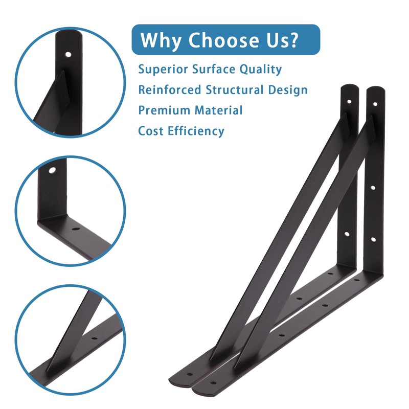 20 inch Heavy Duty Shelf Brackets with Screws, 8 Pack