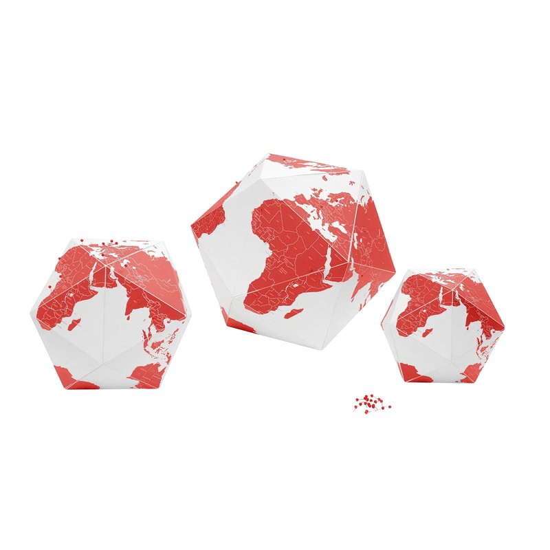 Palomar Foldable Hexagon Globe White and Red with 50 Red