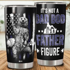 WAZONE Dad Bod Tumbler Cup It's a Father Figure Travel Mug 20Oz Vacuum Insulated Stainless Steel For Bonus Dads Stepdad Husband Present For Birthday Presents Christmas From Daughter Son