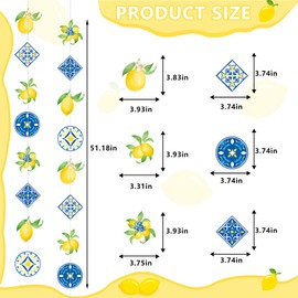Capri Lemon Tile Banner Decorations Mediterranean Blue Yellow Amalfi Coast Party Decor for Italian Summer Wedding, Birthday, Bachelorette, Bridal Shower, Fiesta Supplies
