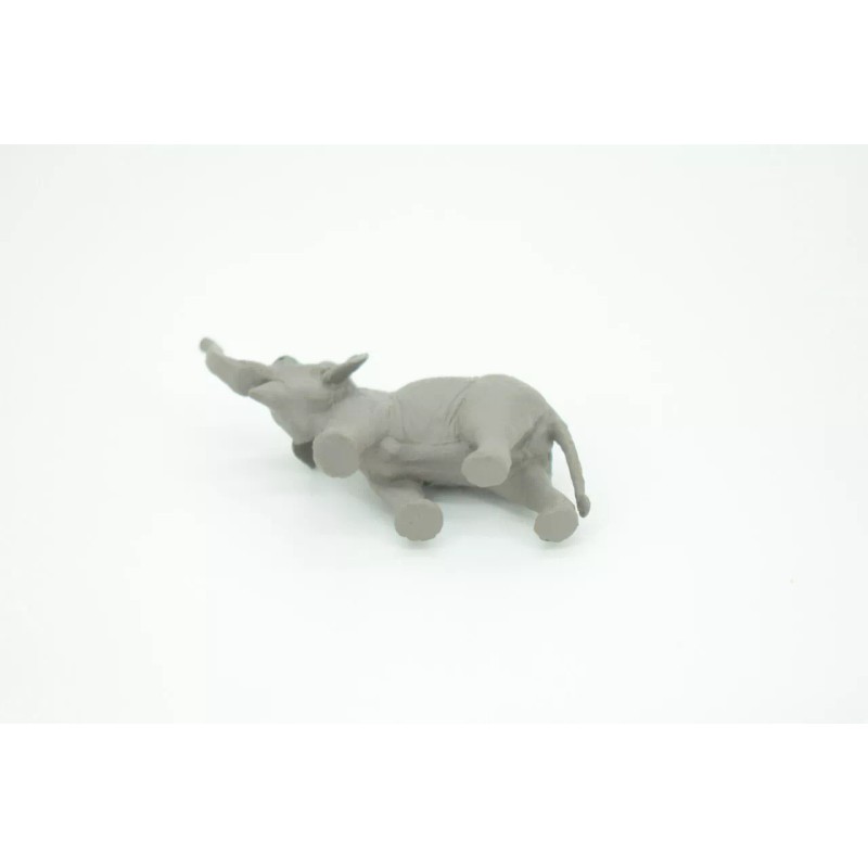 Safari Asian Elephant Toy, Grey, Rubber Animal, Realistic Model Gift,