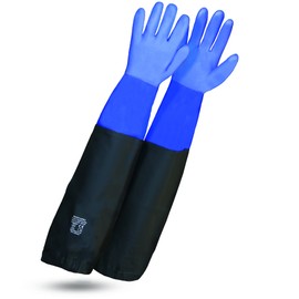ROSTAING WETPRO Gloves - A Pair of Waterproof Work Gloves - For Maintenance of Ponds, Pits or Aquariums - Long, Waterproof Protective Gloves Blue and Black - Plumbing