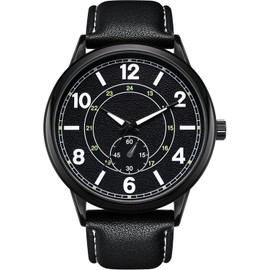 Nuovo Men's Watch Black Leather Strap Classic Quartz Watch Men's Watch Easy to Read Black, Black-b, 经ộ的