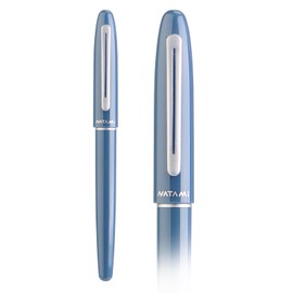 Natami Fountain Pen Fine Hooded Nib Converter 1 Ink Cartridge Pastel Color Lightweight Smooth Writing Aluminum Trim Metal Clip (Cornflower Blue)