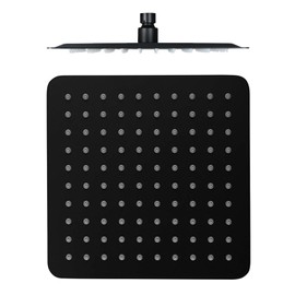 SevenGelok Rain Shower Head【SUS304 Stainless Steel】Square Rainfall Shower Head Black Showerhead Bathroom Waterfall Large Shower Head High Pressure Ultra Thin Matte Black, RS1S10-BK