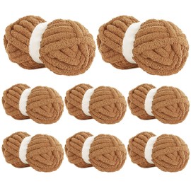 BALAPET 8 Pack Chunky Chenille Yarn for Crocheting & Knitting, 27yds 8 oz Each Skein Soft Fluffy Kitting Yarn Set, Thick Velvet Plush Yarn for Handcrafts Weaving Making Blankets, Lighe Coffee