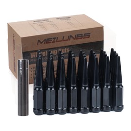 MEILUNBS 32PCS 9/16-18 Spiked Lug Nuts, 4.4" Tall Black Bullet Cone Seat Wheel Nuts with Socket Key, Compatible with Dodge Ram 1500 2500 3500 1994-2011, Ford F250 F350 1988-1998