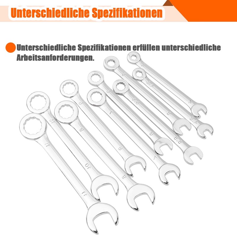 HaoTrade 10 Piece Ratchet Wrench Set, 4-11 mm Combination Spanner