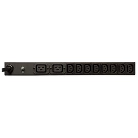 Tripp Lite Basic PDU, 14 Outlets (12 C13, 2 C19), 208/240V, NEMA L6-20P Input, 3.3/3.8kW, 15 ft. Cord, 1U Rack-Mount Single-Phase PDU (PDUH20HVL6), Black