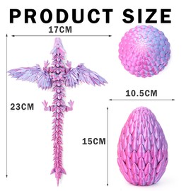 HTXJ-MF 3D Printed Dragon Eggs with Dragon Inside,Flexible Articulating Crystal Dragon, Collectible Dragon Figurine for Christmas Easter Gift (Dream Blue)