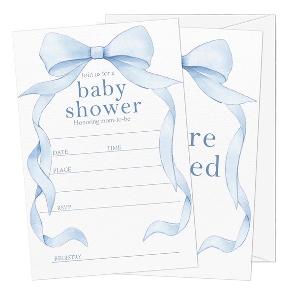Gsauto Baby Shower Invitations for Boy, Bowknot Invitation Cards for