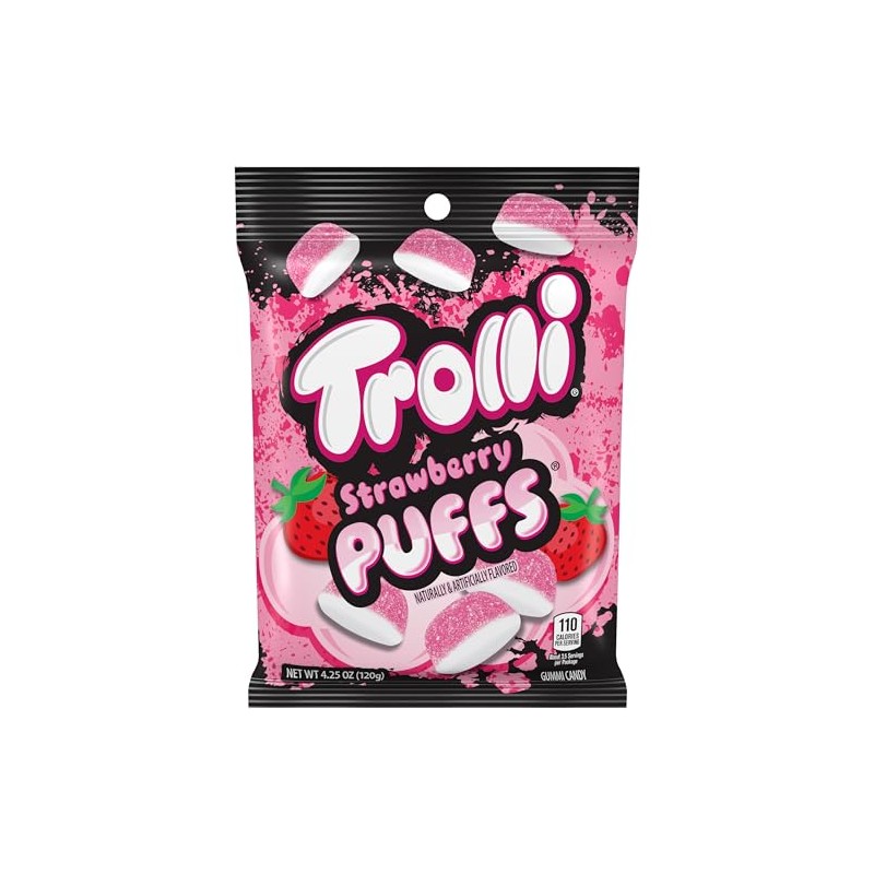 Strawberry Puffs, 4.25oz Bags (Pack of 3), Pink Gummy Candy
