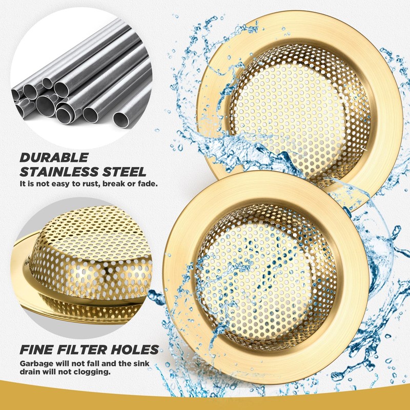 Retisee 2 Pcs Sink Strainer Stainless Steel Kitchen Sink Drain
