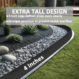 ESOHOT 4 inch Tall Landscape Edging Kit 40FT Garden Edging with 60 Spikes for Lawn Edging and Flower Beds (Black, 40FT)