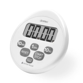 Dretec Kitchen Timer Stopwatch Magnet Waterproof with Clock, White