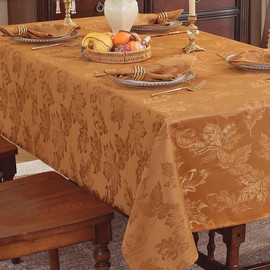 SASTYBALE Fall Tablecloths for Inch Rectangle Tables - 60x102 Brown Maple Leaves Jacquard Tablecloth, Vintage, Spill-Proof & Wrinkle Free for Thanksgiving Feasts, Harvest Celebrations, Cozy Dinners