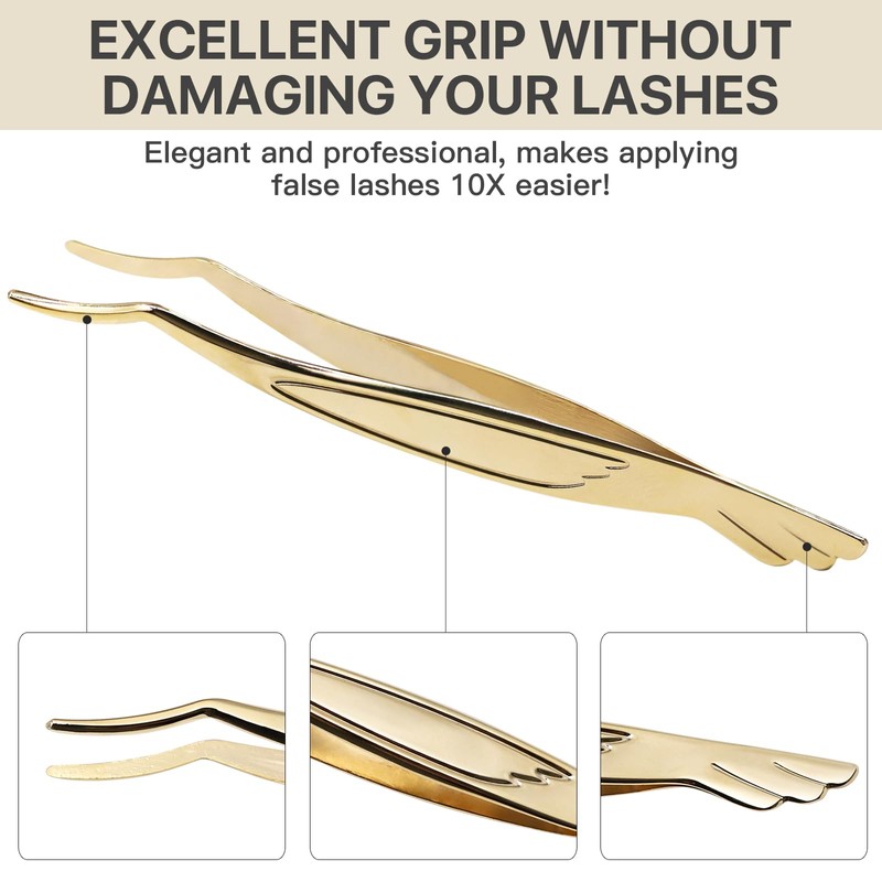 Pretty memory Eyelash Applicator Tool, Curved False Eyelash Tweezers for