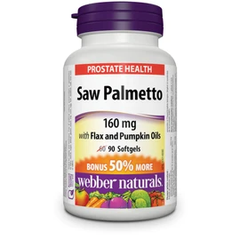 Webber Naturals Saw Palmetto with Flax and Pumpkin Oil, Softgel, 160 mg , 160 mg , 120 mg, 90 Count