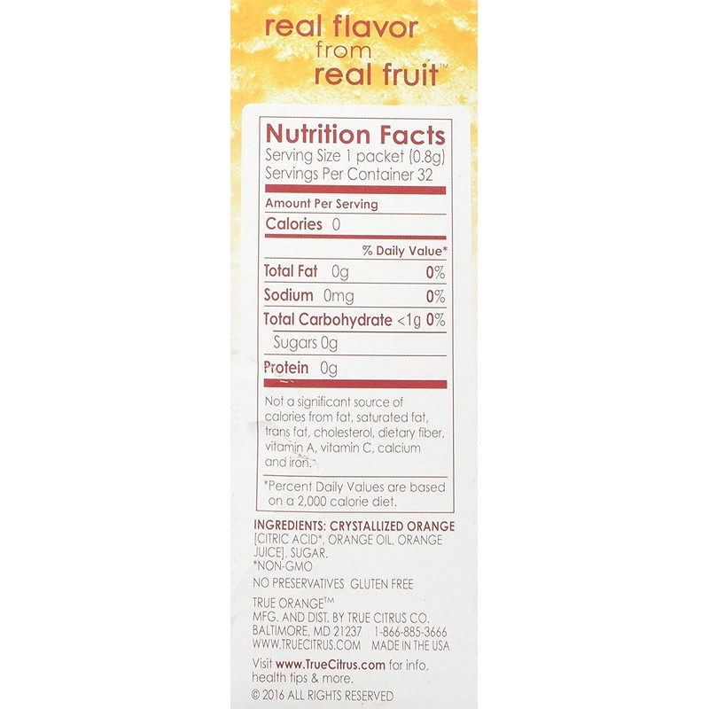 TRUE ORANGE Water Enhancer (32 Packets) | Zero Calorie Water