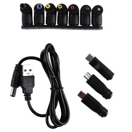 Laroal 5-V-1-A-Stromversorgungskabel, USB-zu-DC-Stromkabel, universelles 5-V-USB-Ladekabel mit 10 verschiedenen Anschlussspitzen (1 m)