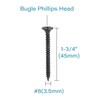 IMScrews 200pcs #6x1-3/4" Flat Head Phillips Drywall Screws Fine Thread