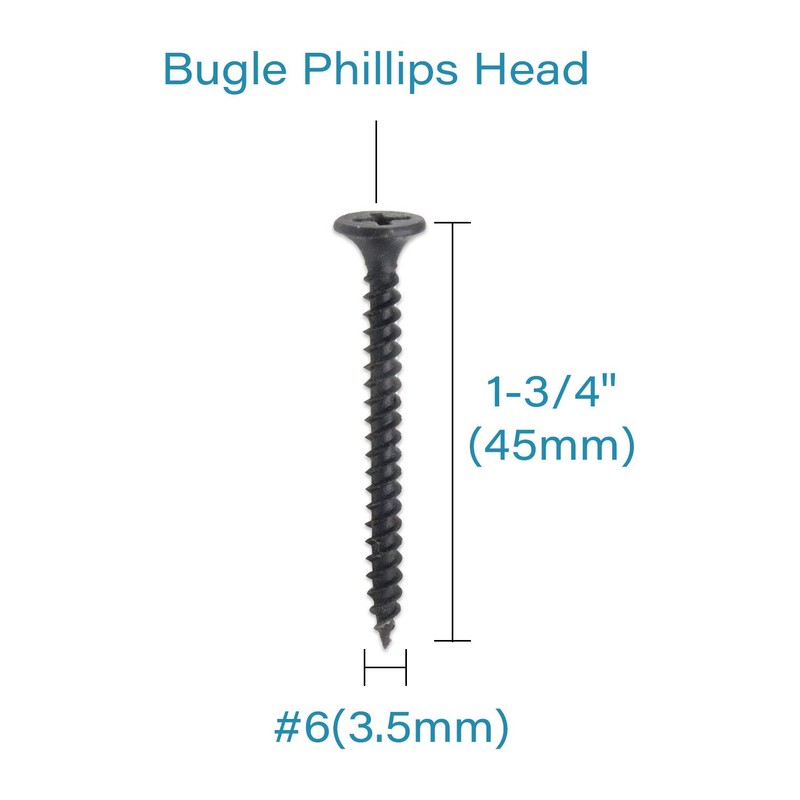 IMScrews 200pcs #6x1-3/4" Flat Head Phillips Drywall Screws Fine Thread