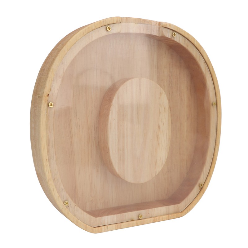 Letter Shaped Piggy Bank Wooden Transparent Panel Portable O Shaped