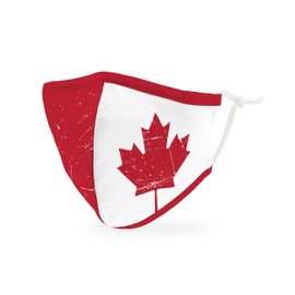 WEDDINGSTAR 3-Ply Kid's Washable Cloth Face Mask Reusable and Adjustable with Filter Pocket - Canada Flag