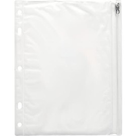 Ring Binder Pocket with Zipper, Vinyl, Hole Punched, 10 x 8 Inches,CL