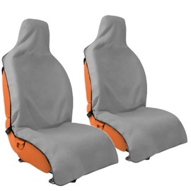 LIROCORA Waterproof Sweating Car Seat Cover - Towel Material Non-Slip Bucket Protector, for Post-Workout & Outdoor (Gym/Running/Beach), Universal Fit Cars/SUV/Trucks, Machine Washable (2PCS Grey)