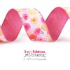 LaRibbons Hot Pink Floral Wired Ribbon Reversible, 2.5 Inch x