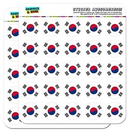 South Korea National Country Flag 1" Planner Calendar Scrapbooking Crafting Stickers - Opaque