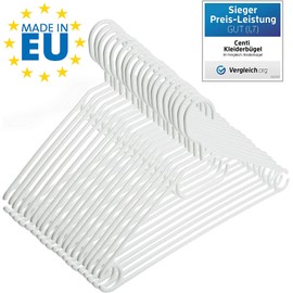 Fina Model Fina Clothes Hangers with Rotating Hooks 41 cm White Plastic Clothes Hangers 100% Recycled Material Made in EU Pack of 20