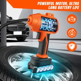 Bowoshen Tire Inflator Portable Air Compressor,Portable Tire Inflator for Car,Cordless Car Tire Pump,Rechargeable Battery Powered Air Compressor with Digital Pressure Gauge&12V DC Adapter,Orange