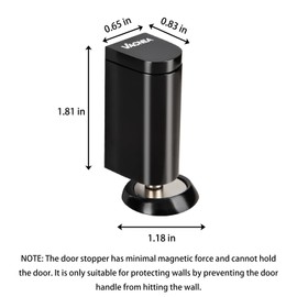 VACNEA Magnetic Door Stopper No Drilling Door Stop Wall&Wallpaper Protect Height Adjustable Door Holder Keep Door Open with Screws and Adhesive Pads, 1 Pack, Black