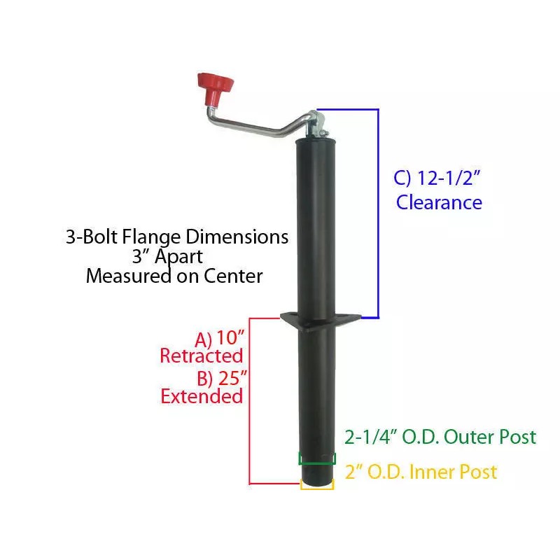 Ram A-Frame Trailer Tongue Jack with Foot and Mounting Hardware