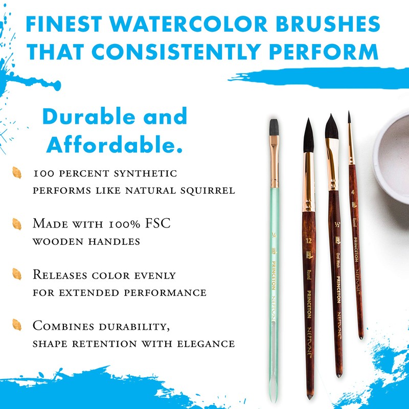 Princeton Artist Brush Neptune, Brushes for Watercolor Series 4750, Oval
