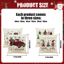HuaMuDM Christmas Cushion Cover, Set of 4 Christmas Cushion Covers, Decorative Cushion Covers, Christmas Cushion Cover, Decoration for Sofa, Couch, Bedroom, Living Room