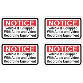 StickerTalk Vehicle Equipped with Recording Equipment Vinyl Stickers, 4 Stickers, 2.5 inches by 1.5 inches Each