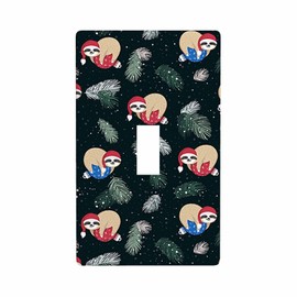 Moslion Christmas Sloth Single Toggle Covers Winter Green Mistletoe Tree Blue Red Balls Ball 1 Gang Wall Plate Decor Light Switch Covers Bedroom Home Kitchen, LIGHTING-01