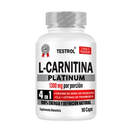 Testrol  L-Carnitina Platinum 1300 mg  Con Vinagre de Manzana, CLA y Cetonas de Frambuesa  Apoyo Metablico para Hombres y Mujeres  90 Cpsulas         