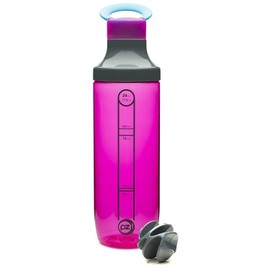 Zak! Designs 24 oz HydraTrak Tritan Bottle with Mixer Ball and Chug Lid, BPA-Free, Break-Resistant Plastic - Pink