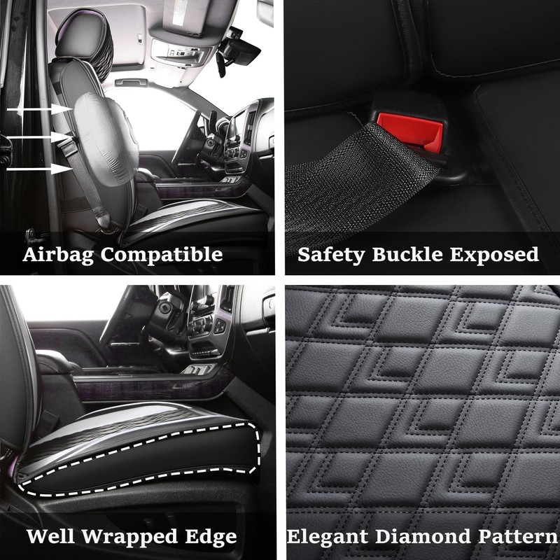 JOJOBAY Chevy Silverado Seat Covers,Leather Seat Covers for GMC Sierra,Custom