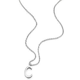 Womens Mens Steel Name Initial Alphabet Letter 26 A to Z Pendant Necklace with 20 inches Chain, not-applicable