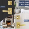 EHOMEWARE Gold Entry Door Handle with Single Cylinder Deadbolt, Brass