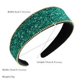 scicent Headband Wedding Party Rhinestone Hair Band Fashion Headband Wide Bridal Headband Crystal Glitter Bridesmaids Hair Accessories (Blue/Green) - 26016