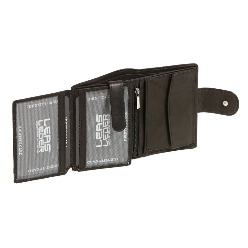 Wallet with outside lock LEAS, Genuine Leather, black - ''LEAS