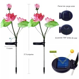 Paquete de 4 Lámparas Solares Paq 4 Lámparas Solares Flor De Loto 3 Flores Led 7 Colores