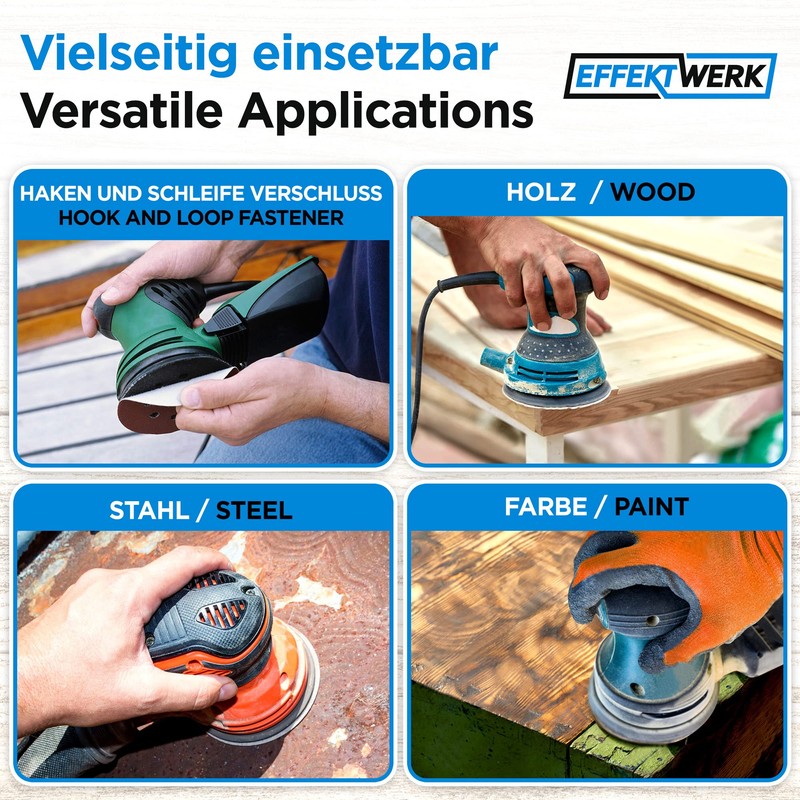 EffektWerk Sanding Discs (24 Pack, 8 Holes) 125mm Multi Grit